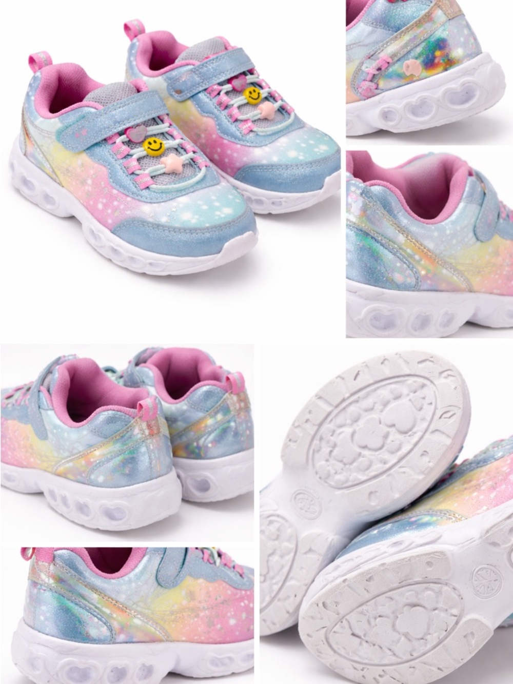 🌈 Athletic Works Kids Pastel Rainbow Light-Up Sneakers - Pink & Blue- Size 11